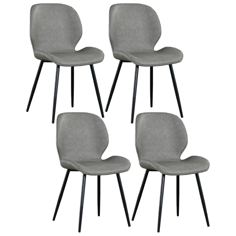 Scandinavian Style Faux Leather Dining Chairs Solid Back Armless Chairs for Home Light Gray 4 Piece Set Clearhalo ' kitchen&dining_furn' 'Dining Chairs' 'Dining Tables & Seating' 'dining_chair' 'furn' 'furn_dining_chair' 'Furniture' 'furniture_dining_chair' 'Kitchen & Dining Furniture' 'kitchen' 3703253