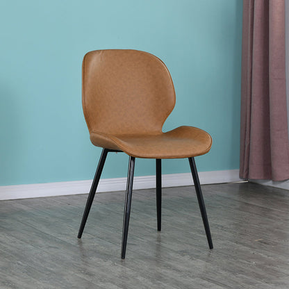 Scandinavian Style Faux Leather Dining Chairs Solid Back Armless Chairs for Home Brown 1 Piece Clearhalo ' kitchen&dining_furn' 'Dining Chairs' 'Dining Tables & Seating' 'dining_chair' 'furn' 'furn_dining_chair' 'Furniture' 'furniture_dining_chair' 'Kitchen & Dining Furniture' 'kitchen' 3703255