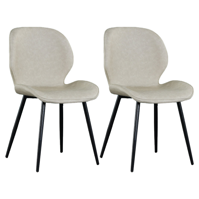 Scandinavian Style Faux Leather Dining Chairs Solid Back Armless Chairs for Home Beige 2 Piece Set Clearhalo ' kitchen&dining_furn' 'Dining Chairs' 'Dining Tables & Seating' 'dining_chair' 'furn' 'furn_dining_chair' 'Furniture' 'furniture_dining_chair' 'Kitchen & Dining Furniture' 'kitchen' 3703263