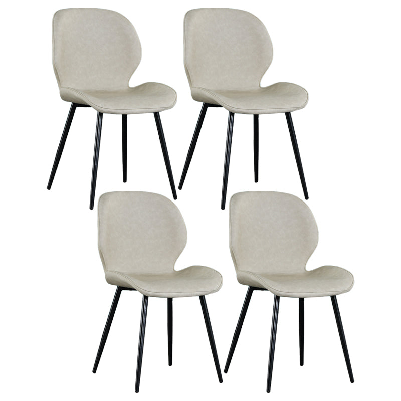 Scandinavian Style Faux Leather Dining Chairs Solid Back Armless Chairs for Home Beige 4 Piece Set Clearhalo ' kitchen&dining_furn' 'Dining Chairs' 'Dining Tables & Seating' 'dining_chair' 'furn' 'furn_dining_chair' 'Furniture' 'furniture_dining_chair' 'Kitchen & Dining Furniture' 'kitchen' 3703264