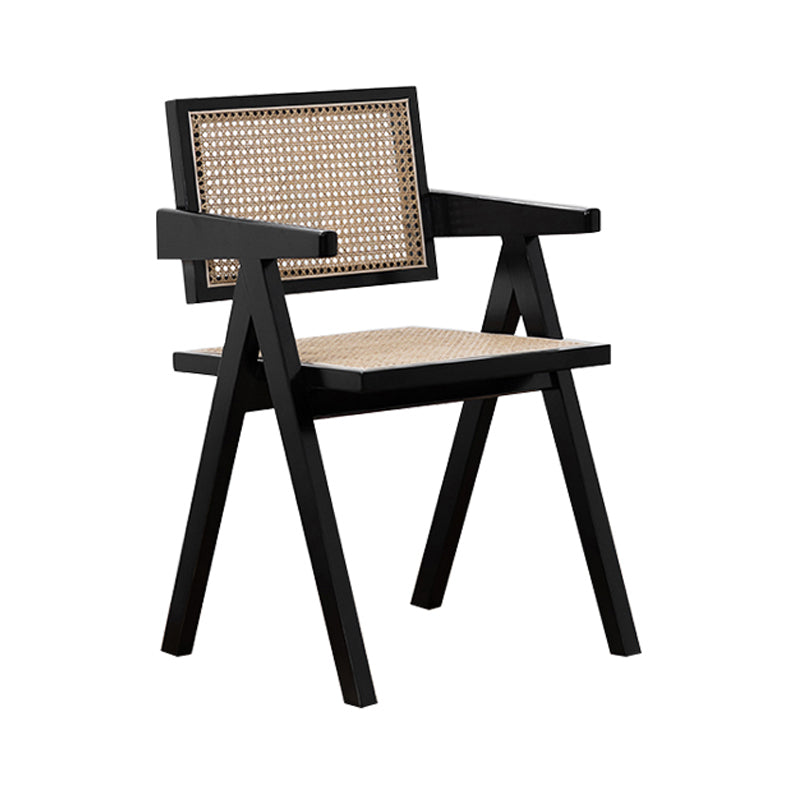 Country Style Dining Arm Chairs Rattan Open Back Rubberwood Indoor Armchair Clearhalo ' kitchen&dining_furn' 'Dining Chairs' 'Dining Tables & Seating' 'dining_chair' 'furn' 'furn_dining_chair' 'Furniture' 'furniture_dining_chair' 'Kitchen & Dining Furniture' 'kitchen' 3703273