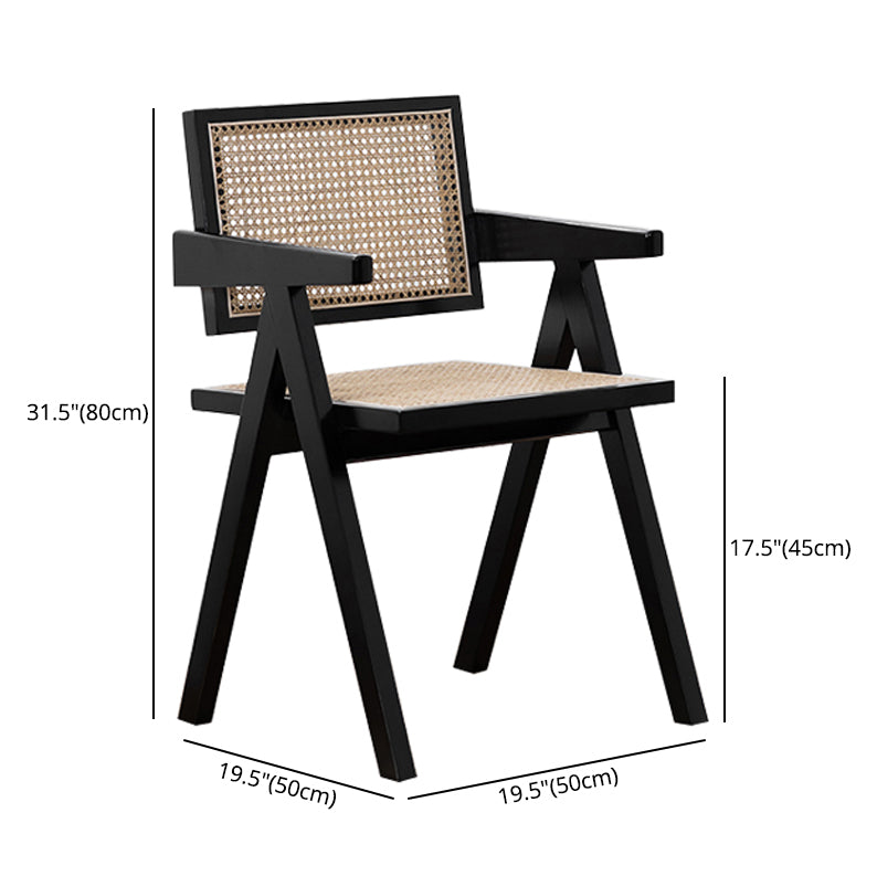 Country Style Dining Arm Chairs Rattan Open Back Rubberwood Indoor Armchair Clearhalo ' kitchen&dining_furn' 'Dining Chairs' 'Dining Tables & Seating' 'dining_chair' 'furn' 'furn_dining_chair' 'Furniture' 'furniture_dining_chair' 'Kitchen & Dining Furniture' 'kitchen' 3703284