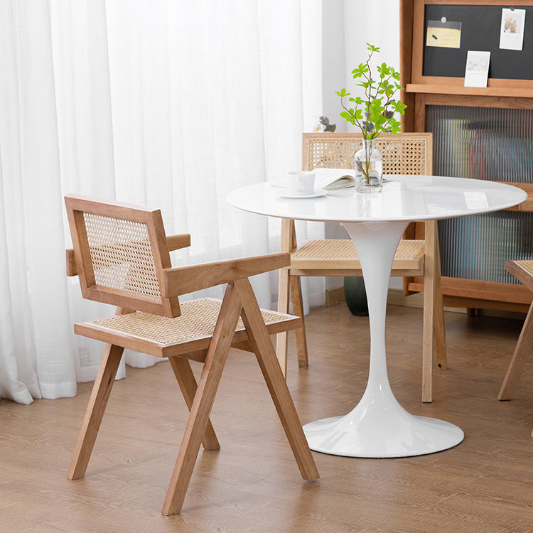 Country Style Dining Arm Chairs Rattan Open Back Rubberwood Indoor Armchair Clearhalo ' kitchen&dining_furn' 'Dining Chairs' 'Dining Tables & Seating' 'dining_chair' 'furn' 'furn_dining_chair' 'Furniture' 'furniture_dining_chair' 'Kitchen & Dining Furniture' 'kitchen' 3703285