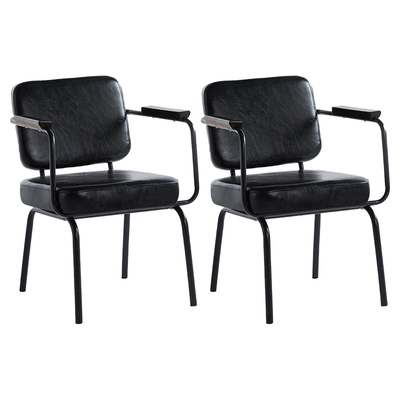 Industrial Style Upholstered Side Chairs with 4 Metal Black Legs Dining Chairs Black 2 Piece Set Clearhalo ' kitchen&dining_furn' 'Dining Chairs' 'Dining Tables & Seating' 'dining_chair' 'furn' 'furn_dining_chair' 'Furniture' 'furniture_dining_chair' 'Kitchen & Dining Furniture' 'kitchen' 3703292