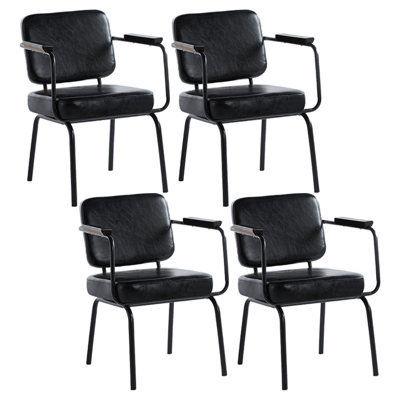 Industrial Style Upholstered Side Chairs with 4 Metal Black Legs Dining Chairs Black 4 Piece Set Clearhalo ' kitchen&dining_furn' 'Dining Chairs' 'Dining Tables & Seating' 'dining_chair' 'furn' 'furn_dining_chair' 'Furniture' 'furniture_dining_chair' 'Kitchen & Dining Furniture' 'kitchen' 3703294