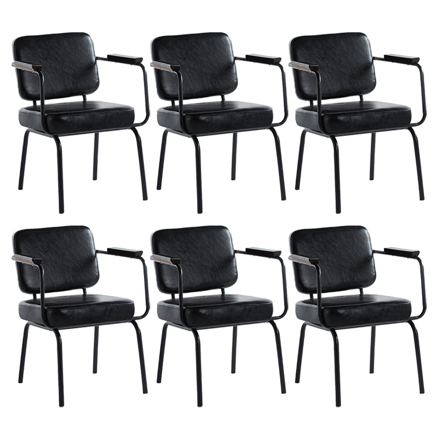 Industrial Style Upholstered Side Chairs with 4 Metal Black Legs Dining Chairs Black 6 Piece Set Clearhalo ' kitchen&dining_furn' 'Dining Chairs' 'Dining Tables & Seating' 'dining_chair' 'furn' 'furn_dining_chair' 'Furniture' 'furniture_dining_chair' 'Kitchen & Dining Furniture' 'kitchen' 3703295