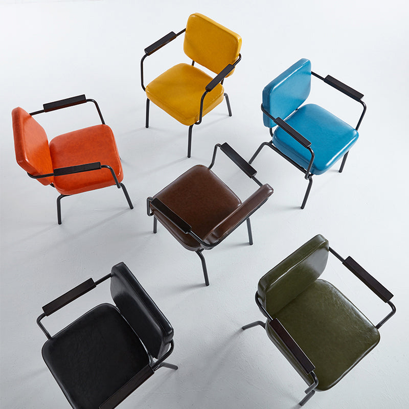 Industrial Style Upholstered Side Chairs with 4 Metal Black Legs Dining Chairs Clearhalo ' kitchen&dining_furn' 'Dining Chairs' 'Dining Tables & Seating' 'dining_chair' 'furn' 'furn_dining_chair' 'Furniture' 'furniture_dining_chair' 'Kitchen & Dining Furniture' 'kitchen' 3703297