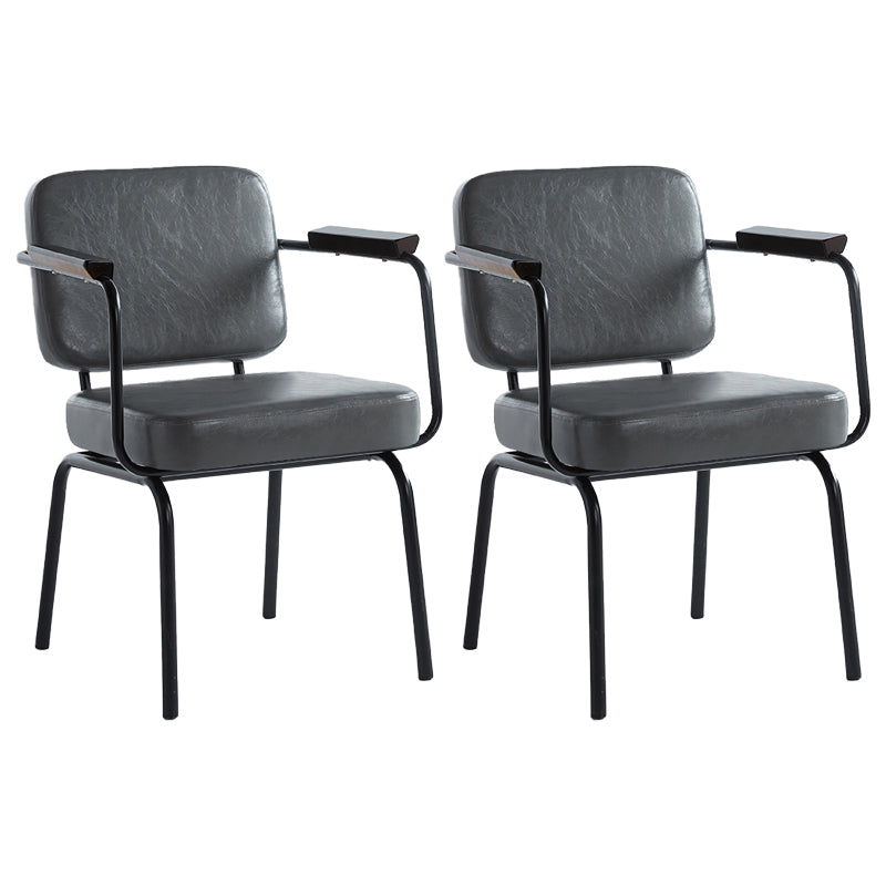 Industrial Style Upholstered Side Chairs with 4 Metal Black Legs Dining Chairs Grey 2 Piece Set Clearhalo ' kitchen&dining_furn' 'Dining Chairs' 'Dining Tables & Seating' 'dining_chair' 'furn' 'furn_dining_chair' 'Furniture' 'furniture_dining_chair' 'Kitchen & Dining Furniture' 'kitchen' 3703298