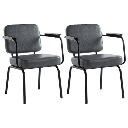 Industrial Style Upholstered Side Chairs with 4 Metal Black Legs Dining Chairs Grey 2 Piece Set Clearhalo ' kitchen&dining_furn' 'Dining Chairs' 'Dining Tables & Seating' 'dining_chair' 'furn' 'furn_dining_chair' 'Furniture' 'furniture_dining_chair' 'Kitchen & Dining Furniture' 'kitchen' 3703298