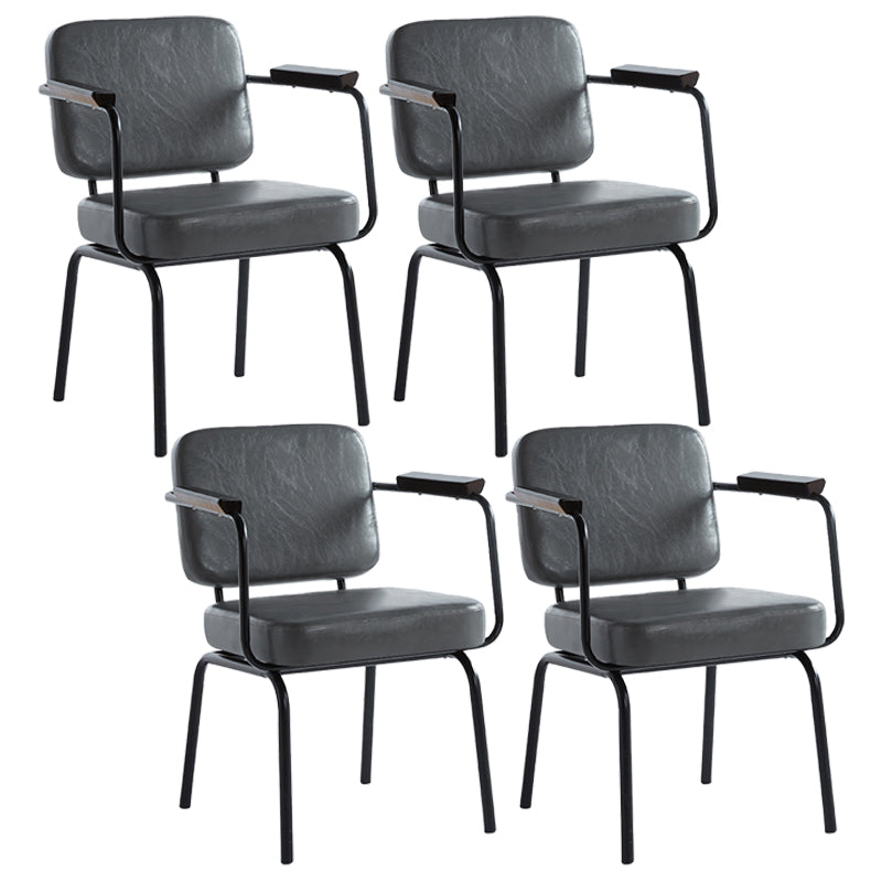Industrial Style Upholstered Side Chairs with 4 Metal Black Legs Dining Chairs Grey 4 Piece Set Clearhalo ' kitchen&dining_furn' 'Dining Chairs' 'Dining Tables & Seating' 'dining_chair' 'furn' 'furn_dining_chair' 'Furniture' 'furniture_dining_chair' 'Kitchen & Dining Furniture' 'kitchen' 3703300