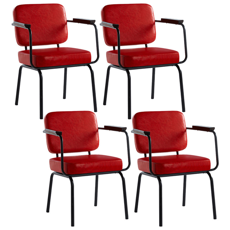 Industrial Style Upholstered Side Chairs with 4 Metal Black Legs Dining Chairs Red 4 Piece Set Clearhalo ' kitchen&dining_furn' 'Dining Chairs' 'Dining Tables & Seating' 'dining_chair' 'furn' 'furn_dining_chair' 'Furniture' 'furniture_dining_chair' 'Kitchen & Dining Furniture' 'kitchen' 3703306