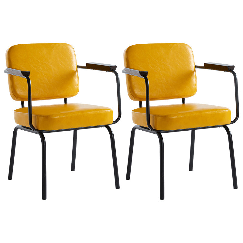 Industrial Style Upholstered Side Chairs with 4 Metal Black Legs Dining Chairs Yellow 2 Piece Set Clearhalo ' kitchen&dining_furn' 'Dining Chairs' 'Dining Tables & Seating' 'dining_chair' 'furn' 'furn_dining_chair' 'Furniture' 'furniture_dining_chair' 'Kitchen & Dining Furniture' 'kitchen' 3703309