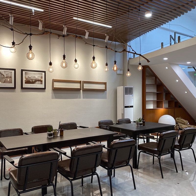 Industrial Style Upholstered Side Chairs with 4 Metal Black Legs Dining Chairs Clearhalo ' kitchen&dining_furn' 'Dining Chairs' 'Dining Tables & Seating' 'dining_chair' 'furn' 'furn_dining_chair' 'Furniture' 'furniture_dining_chair' 'Kitchen & Dining Furniture' 'kitchen' 3703312