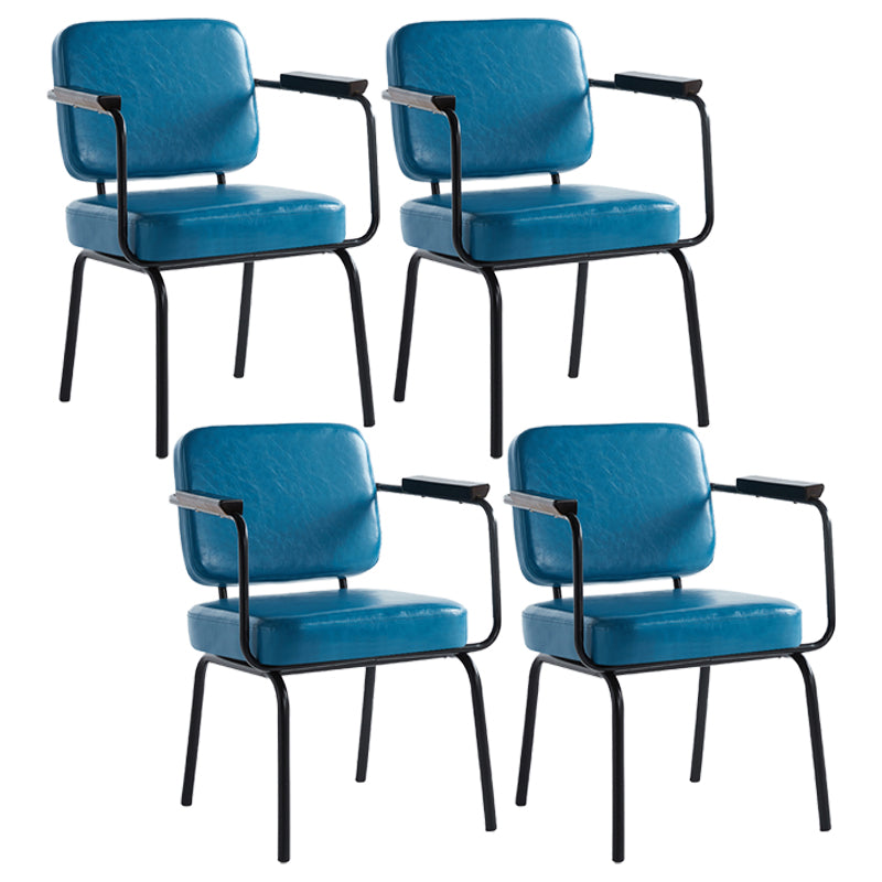 Industrial Style Upholstered Side Chairs with 4 Metal Black Legs Dining Chairs Sky Blue 4 Piece Set Clearhalo ' kitchen&dining_furn' 'Dining Chairs' 'Dining Tables & Seating' 'dining_chair' 'furn' 'furn_dining_chair' 'Furniture' 'furniture_dining_chair' 'Kitchen & Dining Furniture' 'kitchen' 3703316