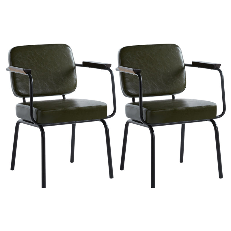 Industrial Style Upholstered Side Chairs with 4 Metal Black Legs Dining Chairs Army Green 2 Piece Set Clearhalo ' kitchen&dining_furn' 'Dining Chairs' 'Dining Tables & Seating' 'dining_chair' 'furn' 'furn_dining_chair' 'Furniture' 'furniture_dining_chair' 'Kitchen & Dining Furniture' 'kitchen' 3703318