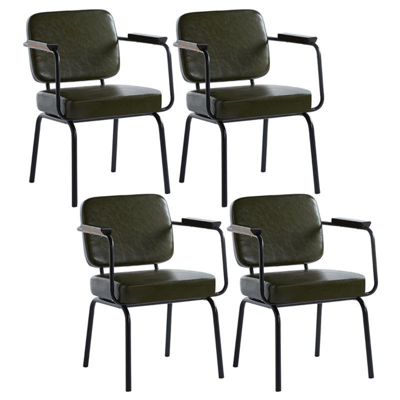 Industrial Style Upholstered Side Chairs with 4 Metal Black Legs Dining Chairs Army Green 4 Piece Set Clearhalo ' kitchen&dining_furn' 'Dining Chairs' 'Dining Tables & Seating' 'dining_chair' 'furn' 'furn_dining_chair' 'Furniture' 'furniture_dining_chair' 'Kitchen & Dining Furniture' 'kitchen' 3703319