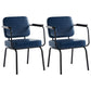 Industrial Style Upholstered Side Chairs with 4 Metal Black Legs Dining Chairs Dark Blue 2 Piece Set Clearhalo ' kitchen&dining_furn' 'Dining Chairs' 'Dining Tables & Seating' 'dining_chair' 'furn' 'furn_dining_chair' 'Furniture' 'furniture_dining_chair' 'Kitchen & Dining Furniture' 'kitchen' 3703321