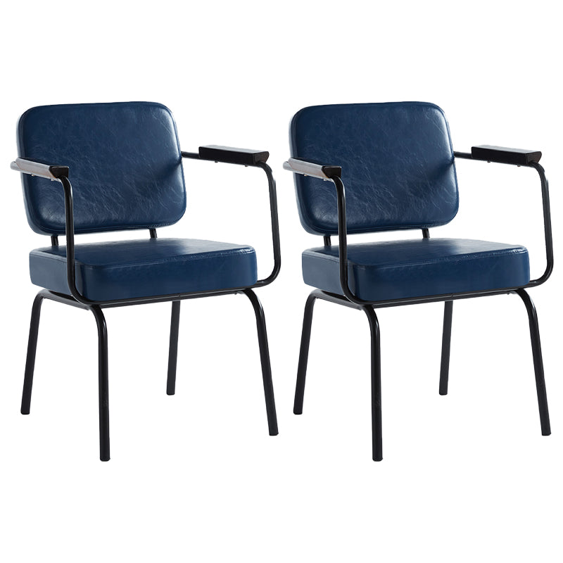 Industrial Style Upholstered Side Chairs with 4 Metal Black Legs Dining Chairs Dark Blue 2 Piece Set Clearhalo ' kitchen&dining_furn' 'Dining Chairs' 'Dining Tables & Seating' 'dining_chair' 'furn' 'furn_dining_chair' 'Furniture' 'furniture_dining_chair' 'Kitchen & Dining Furniture' 'kitchen' 3703321