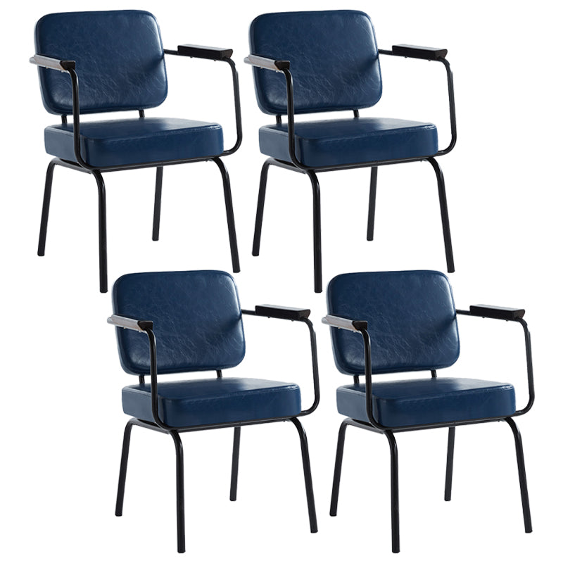 Industrial Style Upholstered Side Chairs with 4 Metal Black Legs Dining Chairs Dark Blue 4 Piece Set Clearhalo ' kitchen&dining_furn' 'Dining Chairs' 'Dining Tables & Seating' 'dining_chair' 'furn' 'furn_dining_chair' 'Furniture' 'furniture_dining_chair' 'Kitchen & Dining Furniture' 'kitchen' 3703322