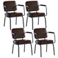 Industrial Style Upholstered Side Chairs with 4 Metal Black Legs Dining Chairs Dark Brown 4 Piece Set Clearhalo ' kitchen&dining_furn' 'Dining Chairs' 'Dining Tables & Seating' 'dining_chair' 'furn' 'furn_dining_chair' 'Furniture' 'furniture_dining_chair' 'Kitchen & Dining Furniture' 'kitchen' 3703325