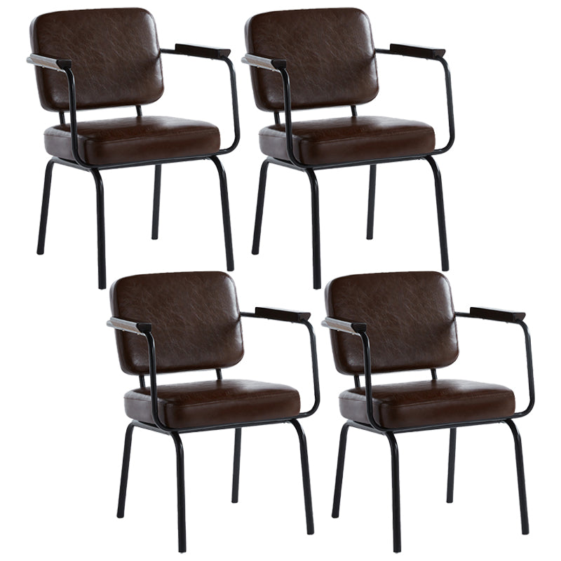 Industrial Style Upholstered Side Chairs with 4 Metal Black Legs Dining Chairs Dark Brown 4 Piece Set Clearhalo ' kitchen&dining_furn' 'Dining Chairs' 'Dining Tables & Seating' 'dining_chair' 'furn' 'furn_dining_chair' 'Furniture' 'furniture_dining_chair' 'Kitchen & Dining Furniture' 'kitchen' 3703325