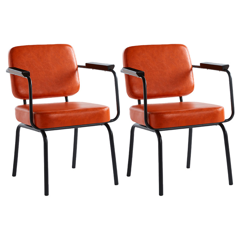 Industrial Style Upholstered Side Chairs with 4 Metal Black Legs Dining Chairs Orange-Red 2 Piece Set Clearhalo ' kitchen&dining_furn' 'Dining Chairs' 'Dining Tables & Seating' 'dining_chair' 'furn' 'furn_dining_chair' 'Furniture' 'furniture_dining_chair' 'Kitchen & Dining Furniture' 'kitchen' 3703327