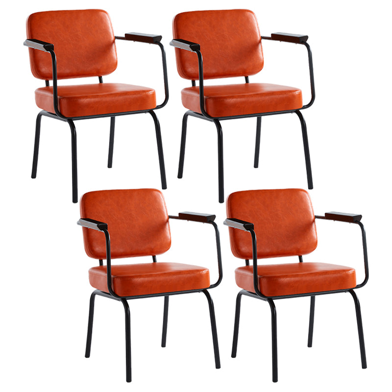 Industrial Style Upholstered Side Chairs with 4 Metal Black Legs Dining Chairs Orange-Red 4 Piece Set Clearhalo ' kitchen&dining_furn' 'Dining Chairs' 'Dining Tables & Seating' 'dining_chair' 'furn' 'furn_dining_chair' 'Furniture' 'furniture_dining_chair' 'Kitchen & Dining Furniture' 'kitchen' 3703328