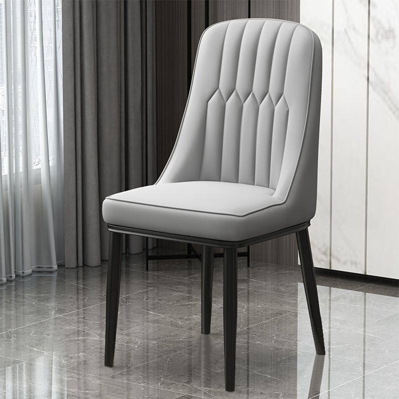 Scandinavian Style Metal Dining Chairs Dining Room Armless Parsons Chair Grey 1 Piece Clearhalo ' kitchen&dining_furn' 'Dining Chairs' 'Dining Tables & Seating' 'dining_chair' 'furn' 'furn_dining_chair' 'Furniture' 'furniture_dining_chair' 'Kitchen & Dining Furniture' 'kitchen' 3703331