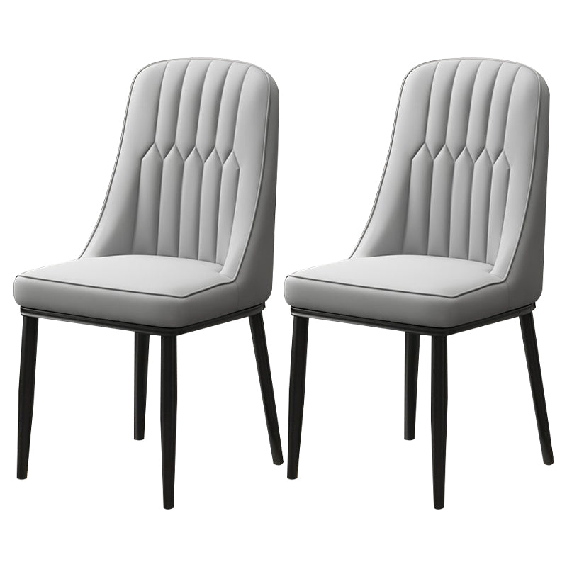 Scandinavian Style Metal Dining Chairs Dining Room Armless Parsons Chair Grey 2 Piece Set Clearhalo ' kitchen&dining_furn' 'Dining Chairs' 'Dining Tables & Seating' 'dining_chair' 'furn' 'furn_dining_chair' 'Furniture' 'furniture_dining_chair' 'Kitchen & Dining Furniture' 'kitchen' 3703333