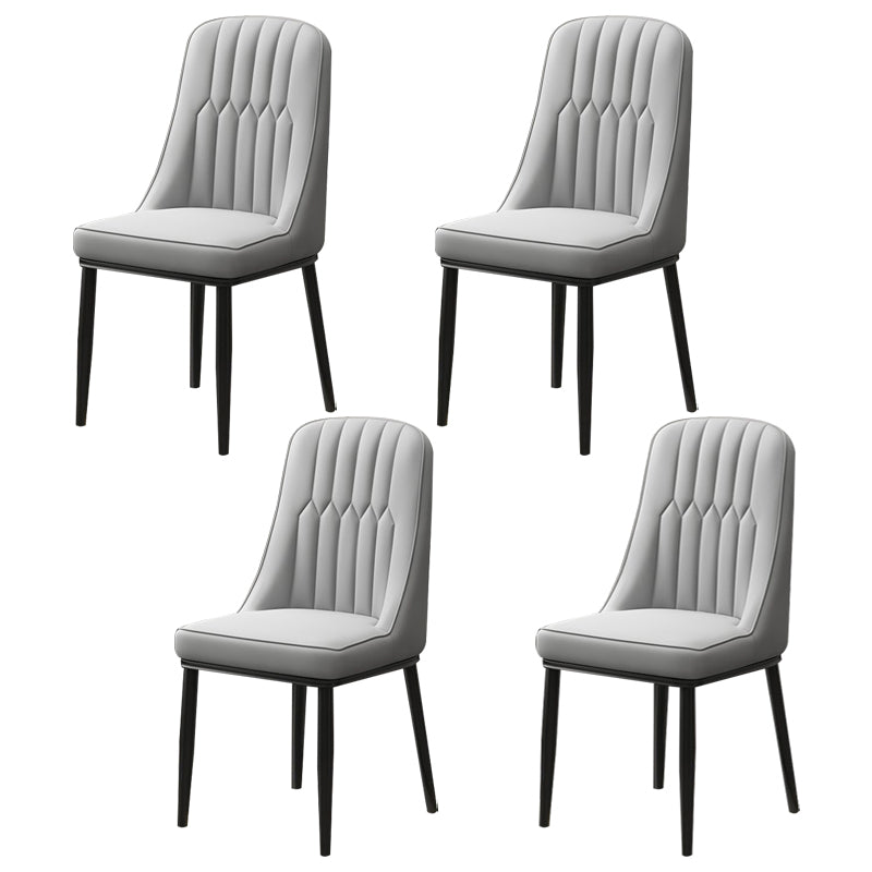 Scandinavian Style Metal Dining Chairs Dining Room Armless Parsons Chair Grey 4 Piece Set Clearhalo ' kitchen&dining_furn' 'Dining Chairs' 'Dining Tables & Seating' 'dining_chair' 'furn' 'furn_dining_chair' 'Furniture' 'furniture_dining_chair' 'Kitchen & Dining Furniture' 'kitchen' 3703334