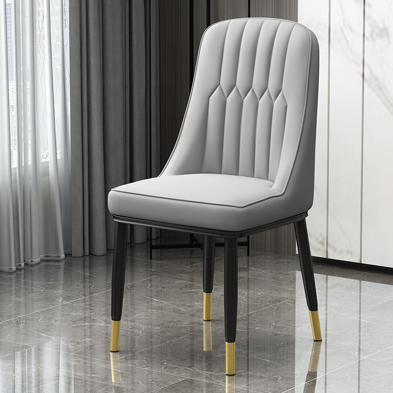 Scandinavian Style Metal Dining Chairs Dining Room Armless Parsons Chair Light Gray 1 Piece Clearhalo ' kitchen&dining_furn' 'Dining Chairs' 'Dining Tables & Seating' 'dining_chair' 'furn' 'furn_dining_chair' 'Furniture' 'furniture_dining_chair' 'Kitchen & Dining Furniture' 'kitchen' 3703336