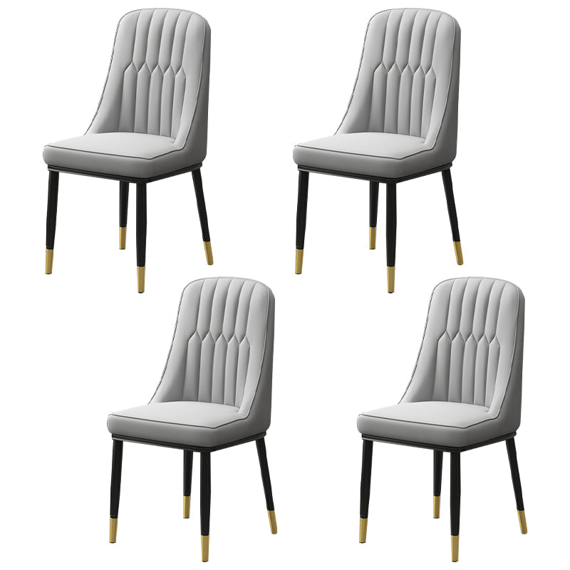 Scandinavian Style Metal Dining Chairs Dining Room Armless Parsons Chair Light Gray 4 Piece Set Clearhalo ' kitchen&dining_furn' 'Dining Chairs' 'Dining Tables & Seating' 'dining_chair' 'furn' 'furn_dining_chair' 'Furniture' 'furniture_dining_chair' 'Kitchen & Dining Furniture' 'kitchen' 3703341