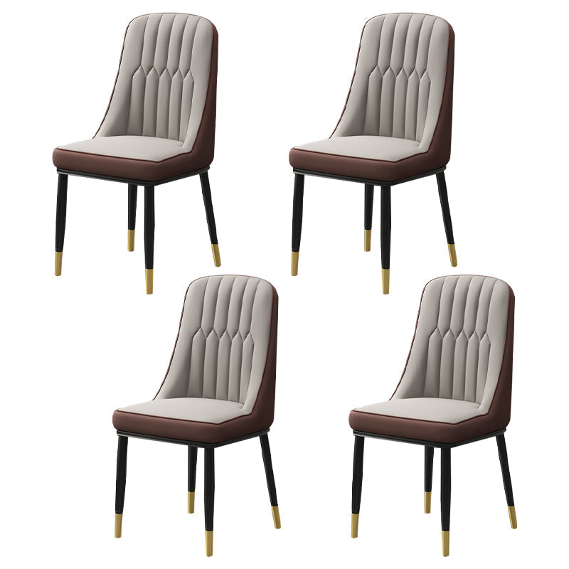 Scandinavian Style Metal Dining Chairs Dining Room Armless Parsons Chair Gray Coffee 4 Piece Set Clearhalo ' kitchen&dining_furn' 'Dining Chairs' 'Dining Tables & Seating' 'dining_chair' 'furn' 'furn_dining_chair' 'Furniture' 'furniture_dining_chair' 'Kitchen & Dining Furniture' 'kitchen' 3703347