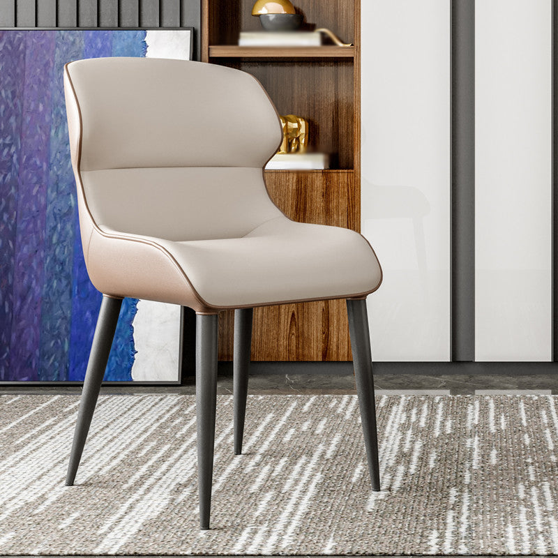 Modern Metal Indoor-Outdoor Chair Dining Room Armless Wingback Side Chair Gray Coffee 1 Piece Clearhalo ' kitchen&dining_furn' 'Dining Chairs' 'Dining Tables & Seating' 'dining_chair' 'furn' 'furn_dining_chair' 'Furniture' 'furniture_dining_chair' 'Kitchen & Dining Furniture' 'kitchen' 3703364