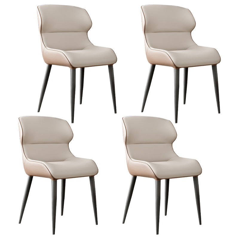 Modern Metal Indoor-Outdoor Chair Dining Room Armless Wingback Side Chair Gray Coffee 4 Piece Set Clearhalo ' kitchen&dining_furn' 'Dining Chairs' 'Dining Tables & Seating' 'dining_chair' 'furn' 'furn_dining_chair' 'Furniture' 'furniture_dining_chair' 'Kitchen & Dining Furniture' 'kitchen' 3703367