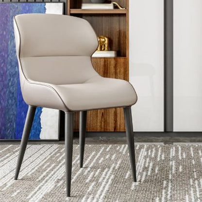 Modern Metal Indoor-Outdoor Chair Dining Room Armless Wingback Side Chair Gray-Khaki 1 Piece Clearhalo ' kitchen&dining_furn' 'Dining Chairs' 'Dining Tables & Seating' 'dining_chair' 'furn' 'furn_dining_chair' 'Furniture' 'furniture_dining_chair' 'Kitchen & Dining Furniture' 'kitchen' 3703369