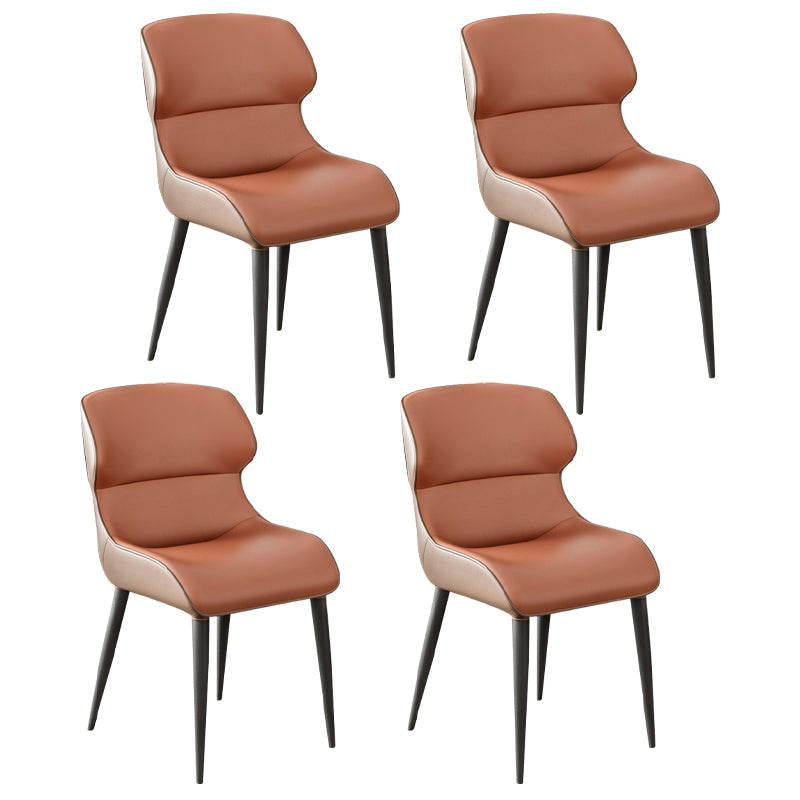 Modern Metal Indoor-Outdoor Chair Dining Room Armless Wingback Side Chair Khaki-Orange 4 Piece Set Clearhalo ' kitchen&dining_furn' 'Dining Chairs' 'Dining Tables & Seating' 'dining_chair' 'furn' 'furn_dining_chair' 'Furniture' 'furniture_dining_chair' 'Kitchen & Dining Furniture' 'kitchen' 3703379