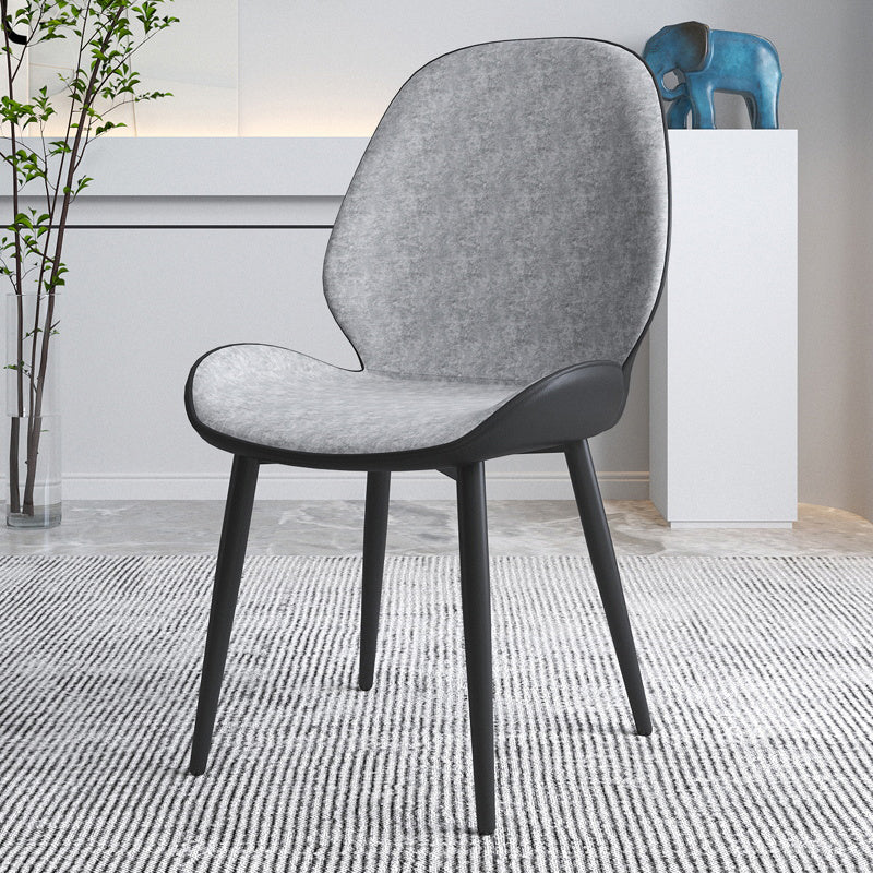 Contemporary Indoor-Outdoor Metal Chair Home Wingback Armless Side Chair Grey 1 Piece Clearhalo ' kitchen&dining_furn' 'Dining Chairs' 'Dining Tables & Seating' 'dining_chair' 'furn' 'furn_dining_chair' 'Furniture' 'furniture_dining_chair' 'Kitchen & Dining Furniture' 'kitchen' 3703387