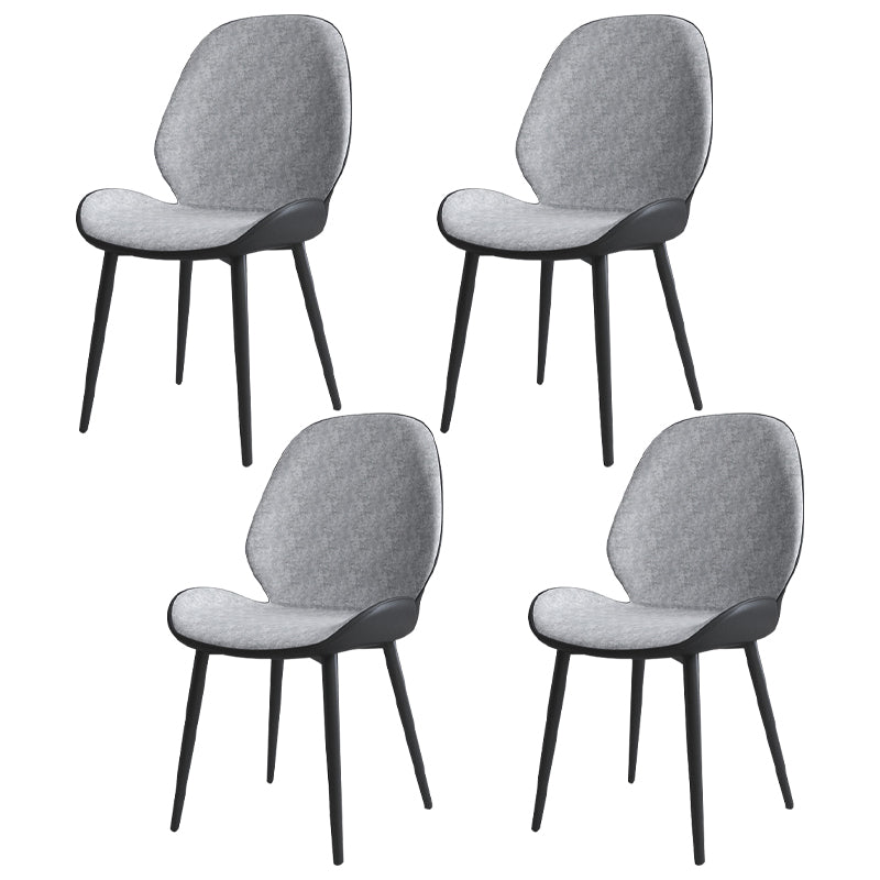 Contemporary Indoor-Outdoor Metal Chair Home Wingback Armless Side Chair Grey 4 Piece Set Clearhalo ' kitchen&dining_furn' 'Dining Chairs' 'Dining Tables & Seating' 'dining_chair' 'furn' 'furn_dining_chair' 'Furniture' 'furniture_dining_chair' 'Kitchen & Dining Furniture' 'kitchen' 3703390