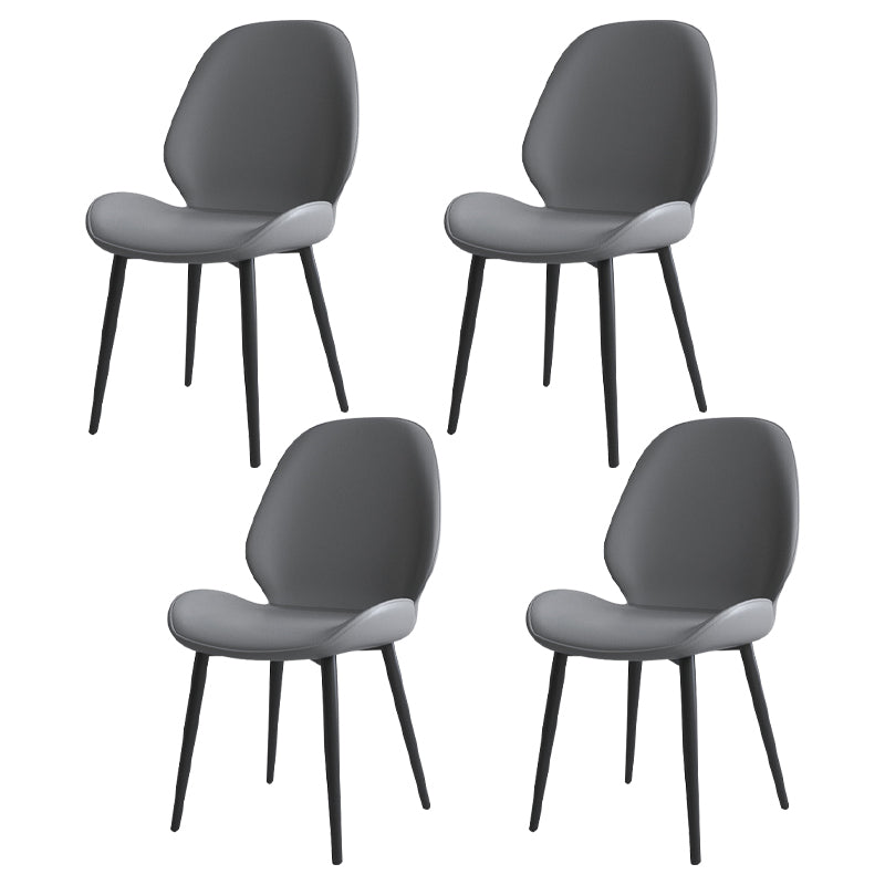 Contemporary Indoor-Outdoor Metal Chair Home Wingback Armless Side Chair Dark Gray 4 Piece Set Clearhalo ' kitchen&dining_furn' 'Dining Chairs' 'Dining Tables & Seating' 'dining_chair' 'furn' 'furn_dining_chair' 'Furniture' 'furniture_dining_chair' 'Kitchen & Dining Furniture' 'kitchen' 3703396