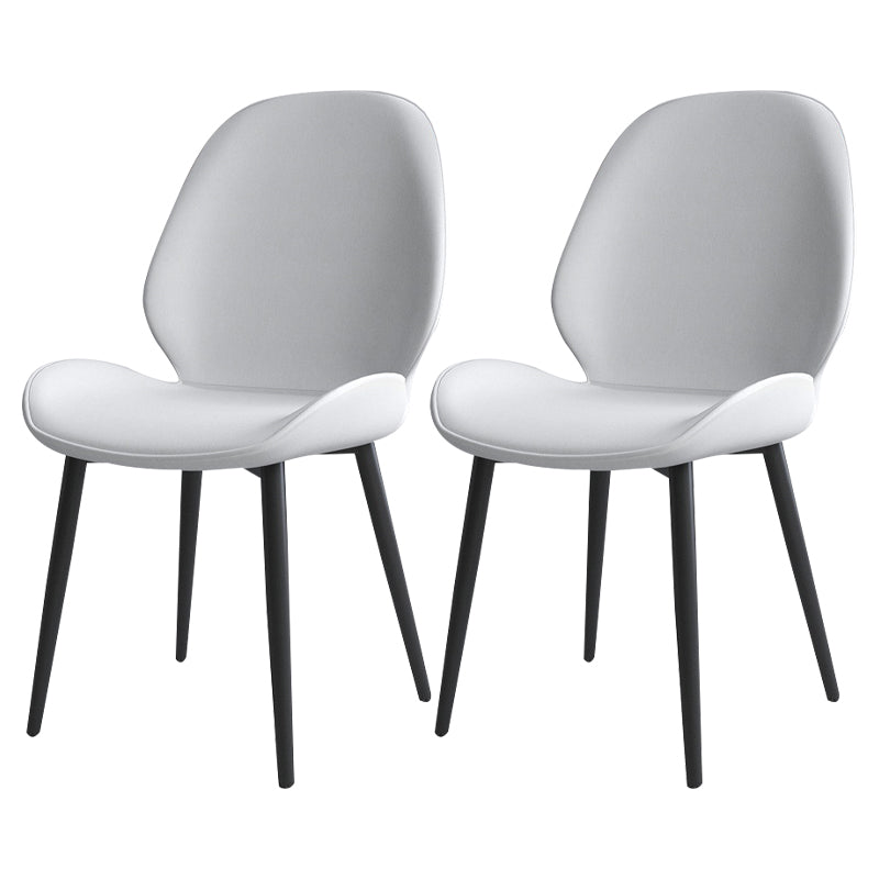 Contemporary Indoor-Outdoor Metal Chair Home Wingback Armless Side Chair Light Gray 2 Piece Set Clearhalo ' kitchen&dining_furn' 'Dining Chairs' 'Dining Tables & Seating' 'dining_chair' 'furn' 'furn_dining_chair' 'Furniture' 'furniture_dining_chair' 'Kitchen & Dining Furniture' 'kitchen' 3703401