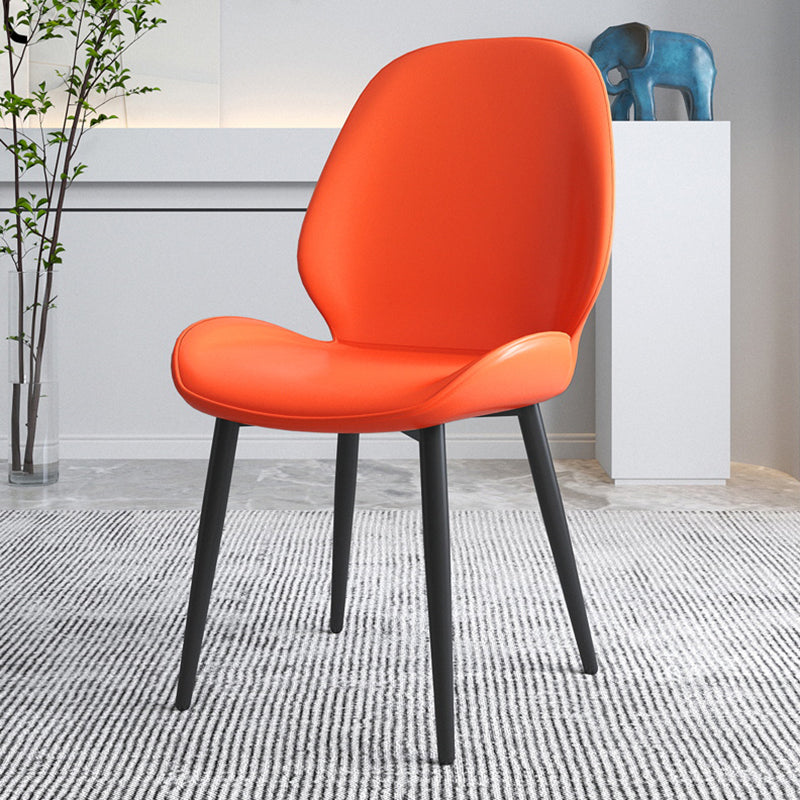 Contemporary Indoor-Outdoor Metal Chair Home Wingback Armless Side Chair Orange 1 Piece Clearhalo ' kitchen&dining_furn' 'Dining Chairs' 'Dining Tables & Seating' 'dining_chair' 'furn' 'furn_dining_chair' 'Furniture' 'furniture_dining_chair' 'Kitchen & Dining Furniture' 'kitchen' 3703410