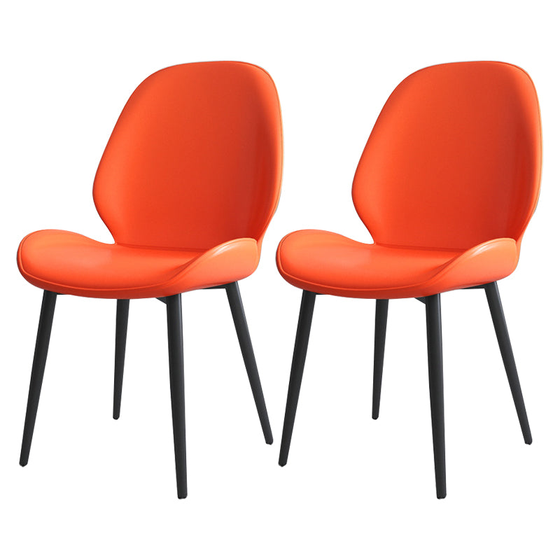 Contemporary Indoor-Outdoor Metal Chair Home Wingback Armless Side Chair Orange 2 Piece Set Clearhalo ' kitchen&dining_furn' 'Dining Chairs' 'Dining Tables & Seating' 'dining_chair' 'furn' 'furn_dining_chair' 'Furniture' 'furniture_dining_chair' 'Kitchen & Dining Furniture' 'kitchen' 3703413