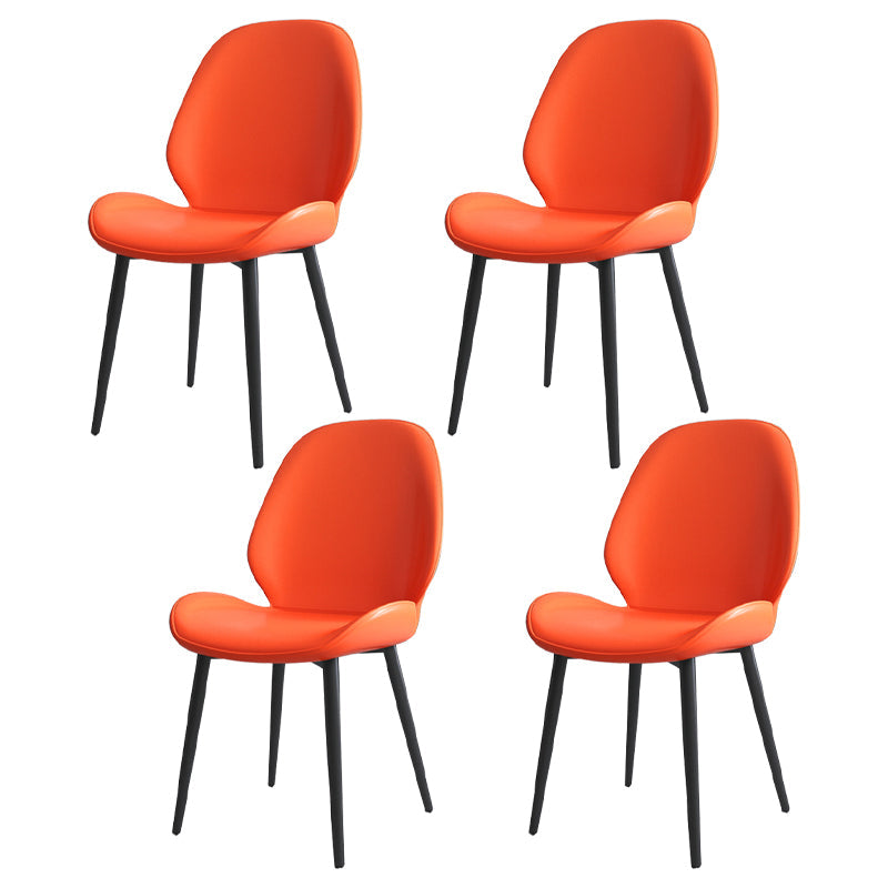 Contemporary Indoor-Outdoor Metal Chair Home Wingback Armless Side Chair Orange 4 Piece Set Clearhalo ' kitchen&dining_furn' 'Dining Chairs' 'Dining Tables & Seating' 'dining_chair' 'furn' 'furn_dining_chair' 'Furniture' 'furniture_dining_chair' 'Kitchen & Dining Furniture' 'kitchen' 3703414