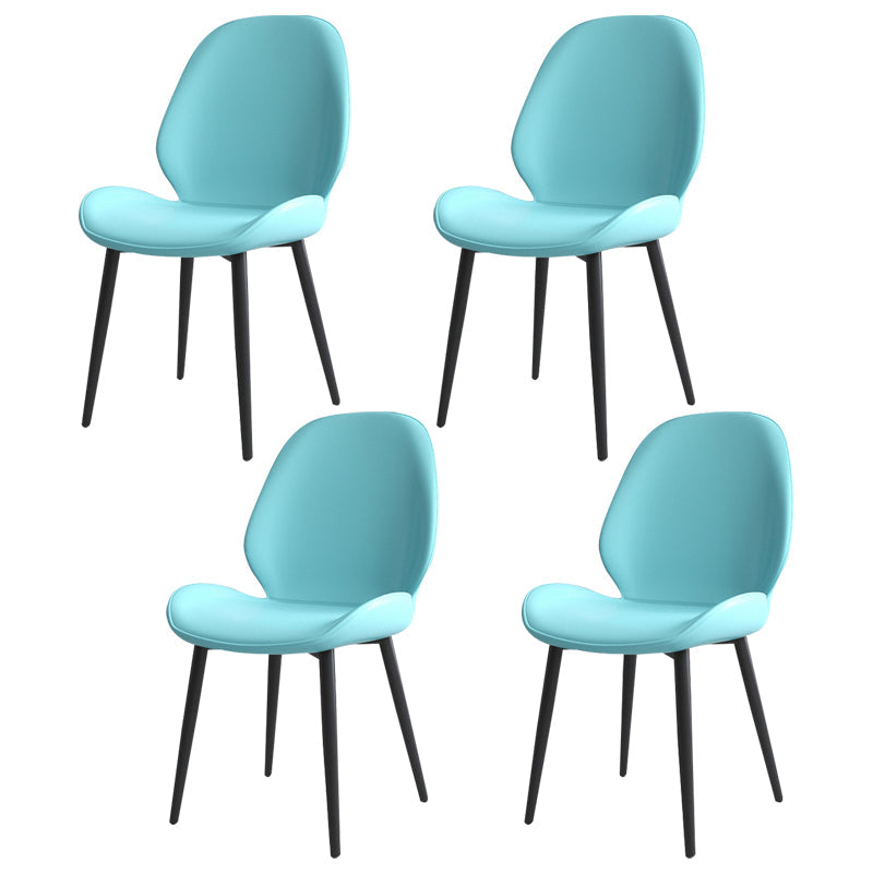 Contemporary Indoor-Outdoor Metal Chair Home Wingback Armless Side Chair Light Blue 4 Piece Set Clearhalo ' kitchen&dining_furn' 'Dining Chairs' 'Dining Tables & Seating' 'dining_chair' 'furn' 'furn_dining_chair' 'Furniture' 'furniture_dining_chair' 'Kitchen & Dining Furniture' 'kitchen' 3703417