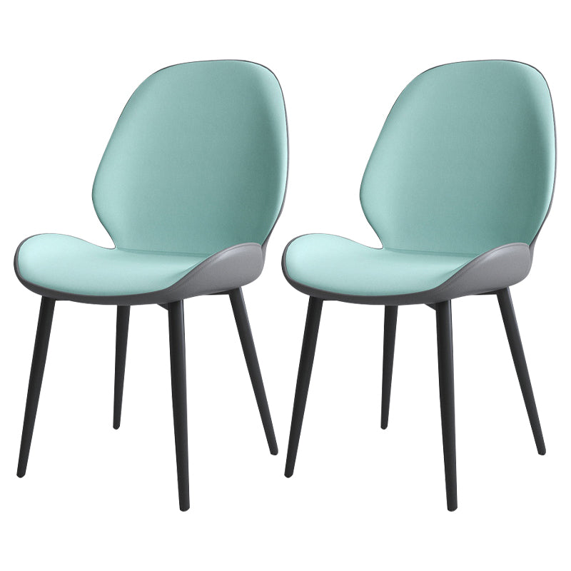 Contemporary Indoor-Outdoor Metal Chair Home Wingback Armless Side Chair Gray-Green 2 Piece Set Clearhalo ' kitchen&dining_furn' 'Dining Chairs' 'Dining Tables & Seating' 'dining_chair' 'furn' 'furn_dining_chair' 'Furniture' 'furniture_dining_chair' 'Kitchen & Dining Furniture' 'kitchen' 3703419