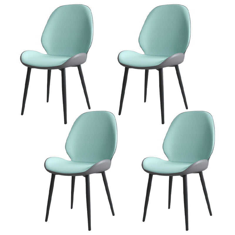 Contemporary Indoor-Outdoor Metal Chair Home Wingback Armless Side Chair Gray-Green 4 Piece Set Clearhalo ' kitchen&dining_furn' 'Dining Chairs' 'Dining Tables & Seating' 'dining_chair' 'furn' 'furn_dining_chair' 'Furniture' 'furniture_dining_chair' 'Kitchen & Dining Furniture' 'kitchen' 3703420