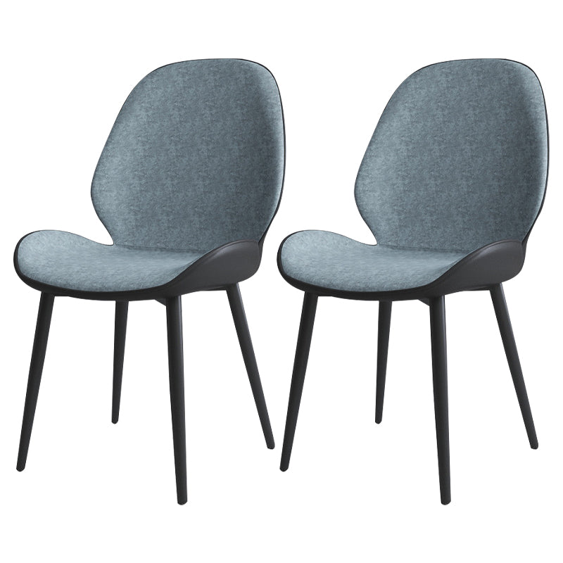 Contemporary Indoor-Outdoor Metal Chair Home Wingback Armless Side Chair Blue-Black 2 Piece Set Clearhalo ' kitchen&dining_furn' 'Dining Chairs' 'Dining Tables & Seating' 'dining_chair' 'furn' 'furn_dining_chair' 'Furniture' 'furniture_dining_chair' 'Kitchen & Dining Furniture' 'kitchen' 3703422