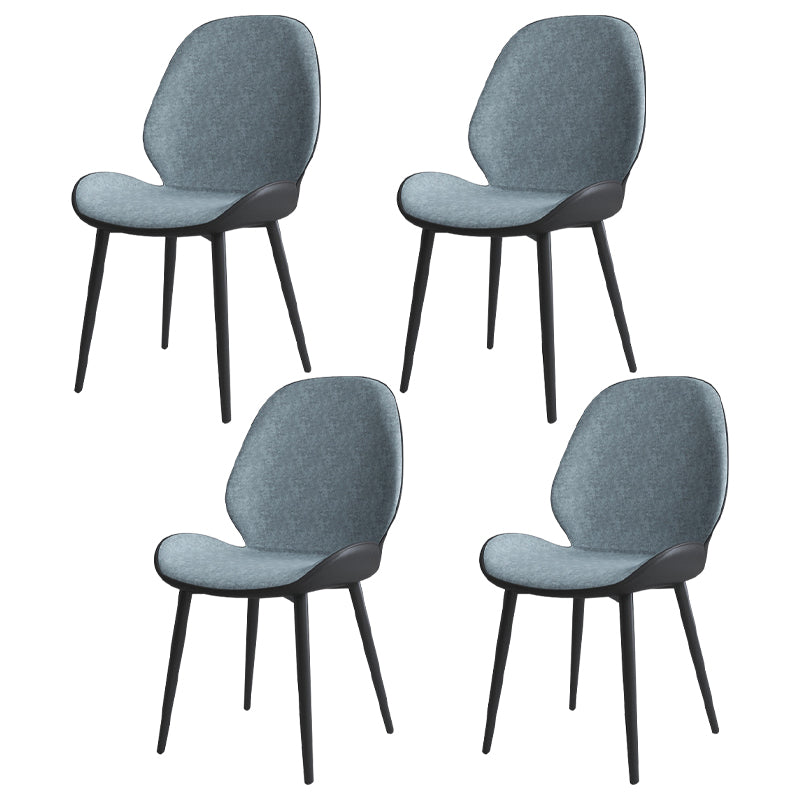 Contemporary Indoor-Outdoor Metal Chair Home Wingback Armless Side Chair Blue-Black 4 Piece Set Clearhalo ' kitchen&dining_furn' 'Dining Chairs' 'Dining Tables & Seating' 'dining_chair' 'furn' 'furn_dining_chair' 'Furniture' 'furniture_dining_chair' 'Kitchen & Dining Furniture' 'kitchen' 3703423