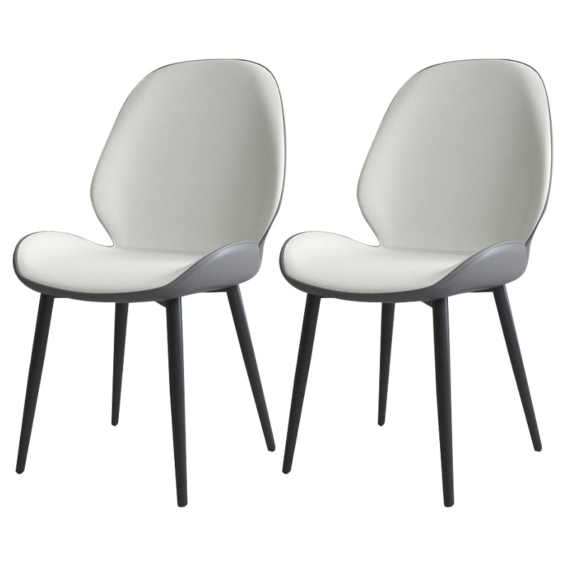 Contemporary Indoor-Outdoor Metal Chair Home Wingback Armless Side Chair White-Gray 2 Piece Set Clearhalo ' kitchen&dining_furn' 'Dining Chairs' 'Dining Tables & Seating' 'dining_chair' 'furn' 'furn_dining_chair' 'Furniture' 'furniture_dining_chair' 'Kitchen & Dining Furniture' 'kitchen' 3703428